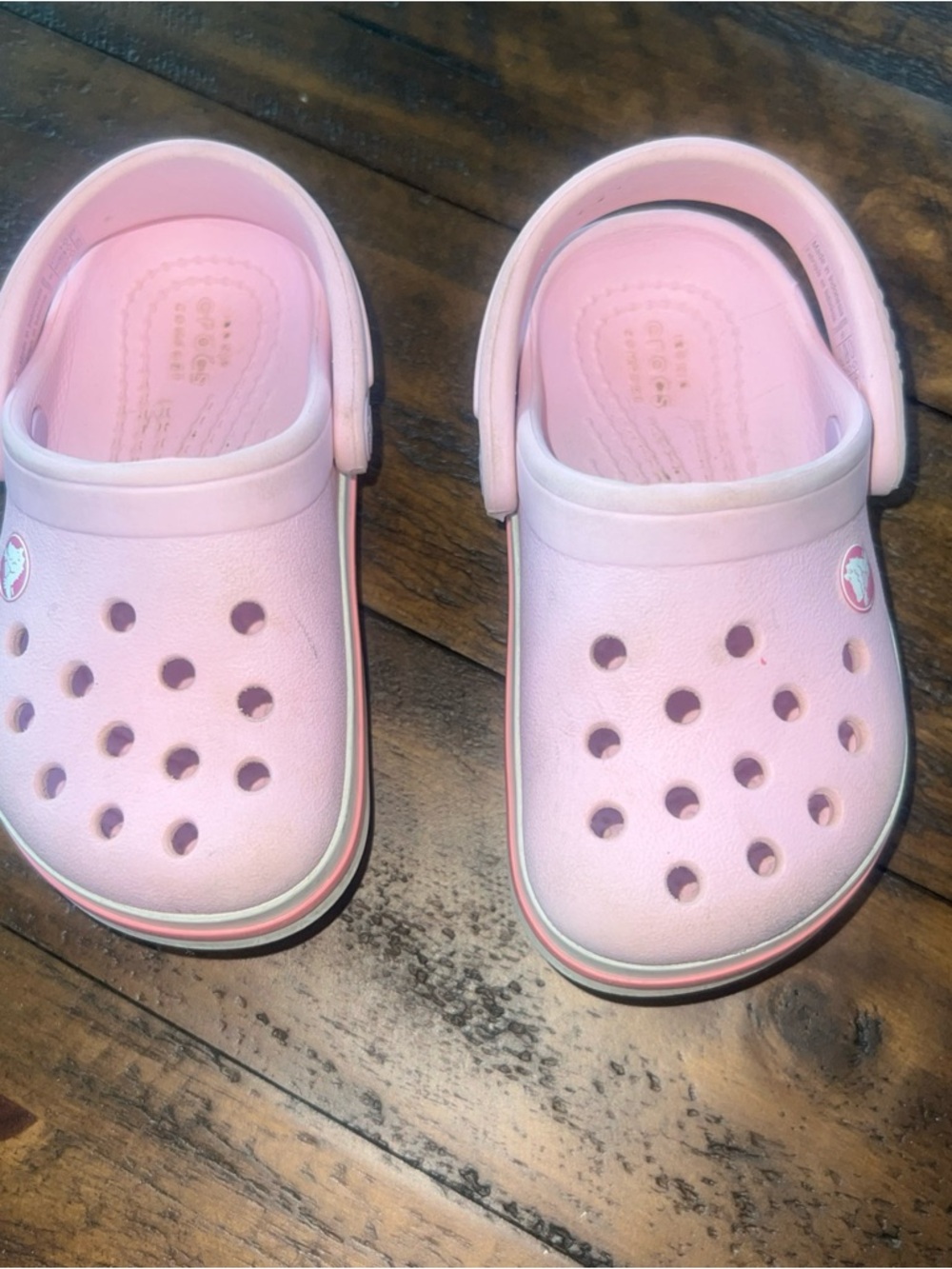 CROCS Kids Classic Clog in Light Pink with White Trim